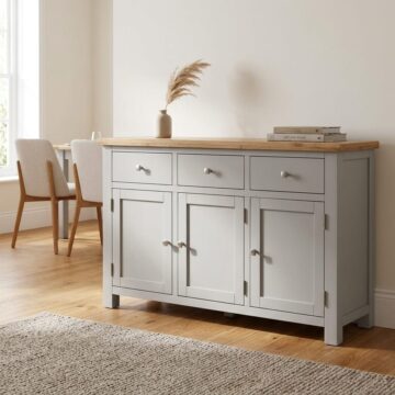 Wynyard Grey 3 Door 3 Drawer Large Sideboard | Assembled