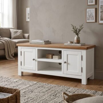 Wynyard White 2 Door TV Unit 120cm | Assembled