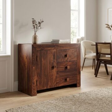 Malda Dark Mango 1 Door 3 Drawer Sideboard | Assembled