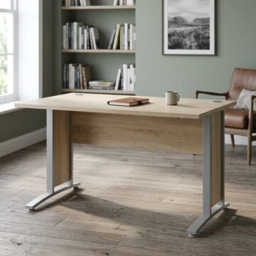 Kansas Desk 120 cm | Oak Finish | Grey Steel Legs