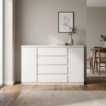 Birtley White 2 Door 4 Drawer Wide Sideboard