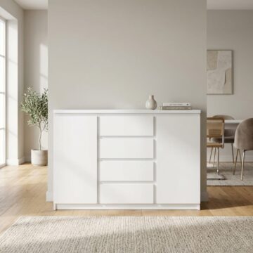 Birtley White 2 Door 4 Drawer Sideboard