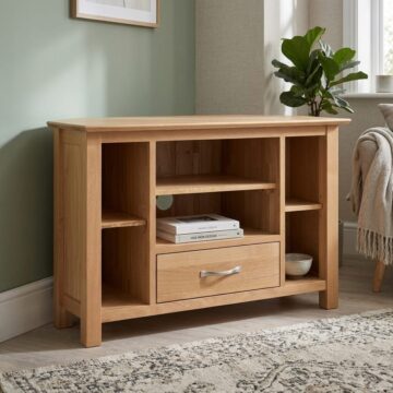 Devon Oak 1 Drawer Corner TV Unit 90cm | Assembled