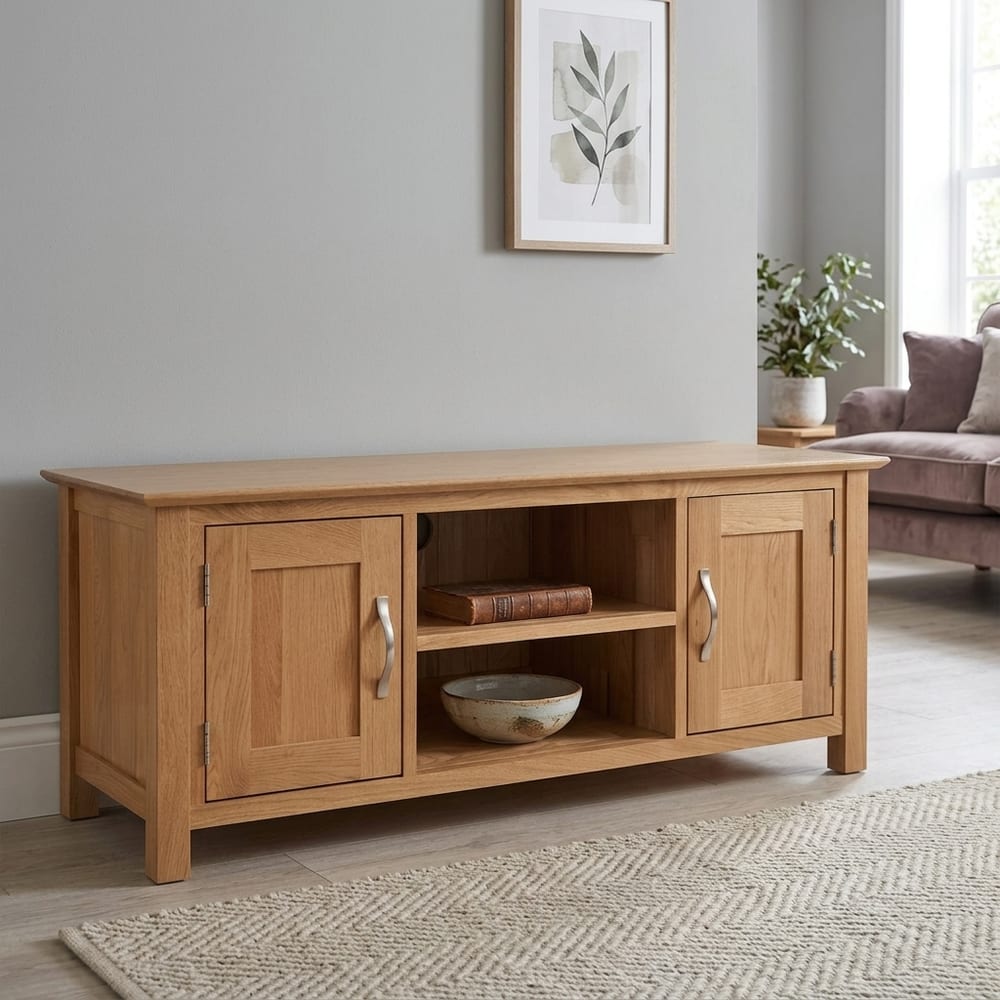 Devon Oak 2 Door TV Stand 120cm | Assembled
