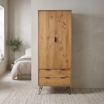 Avila Pine Double Wardrobe with Drawers | Antique Waxed Pine