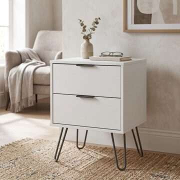 Avila White 2 Drawer Bedside Cabinet