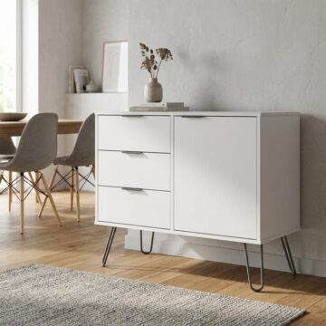 Avila White 1 Door 3 Drawer Small Sideboard