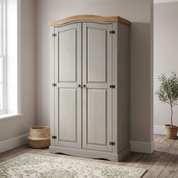 Azusa Grey Double Wardrobe
