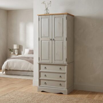 Azusa Grey Double Wardrobe with Drawers