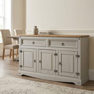 Azusa Grey 3 Door 2 Drawer Medium Sideboard | Grey Wax