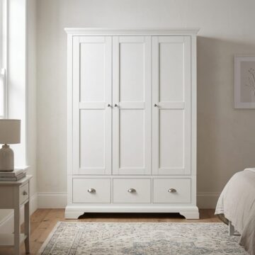 Grenada White Triple Wardrobe with Drawers