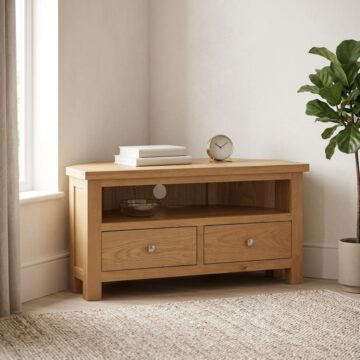 Wynyard Oak 2 Drawer Corner TV Unit 105cm | Assembled