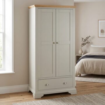 Grenada Grey & Oak Double Wardrobe with Drawer
