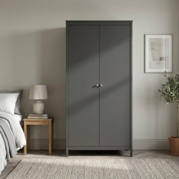 Ronda Matt Black 2 Door Wardrobe