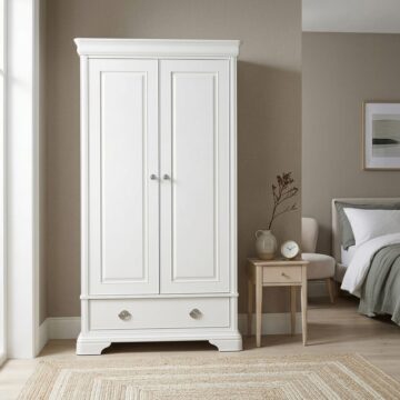 Arlington White Double Wardrobe with Drawer