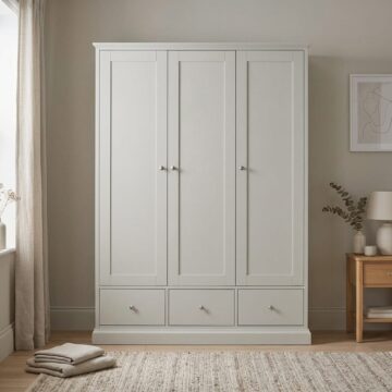 Stanton Grey Triple Wardrobe with Drawers