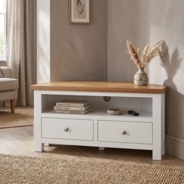 Wynyard White Large Corner TV Unit