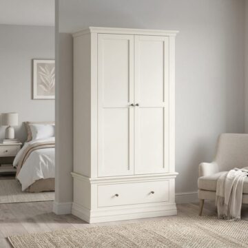 Riverton White Gents Wardrobe with Drawer
