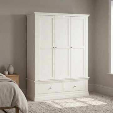 Riverton White Triple Wardrobe with Drawers