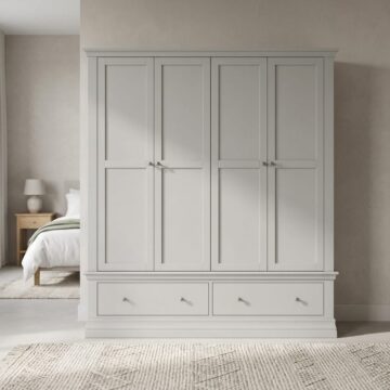 Riverton Grey 4 Door Wardrobe with Drawers