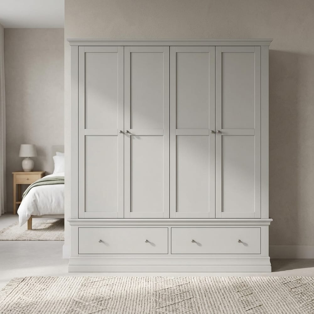 Riverton Grey 4 Door Wardrobe with Drawers