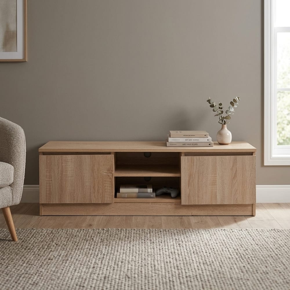 Colbrook 2 Door TV Cabinet 120cm | Sonoma Oak Finish