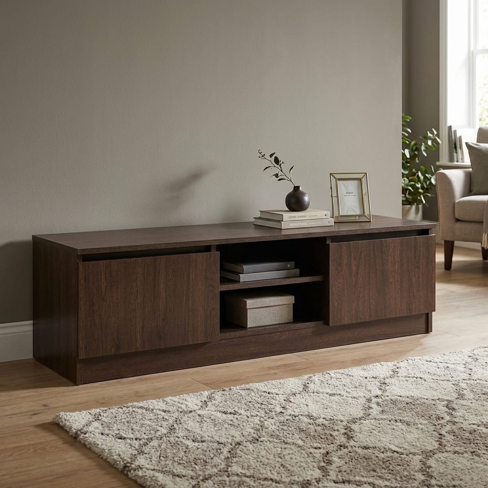 Colbrook 2 Door TV Cabinet 120cm | Dark Oak Finish