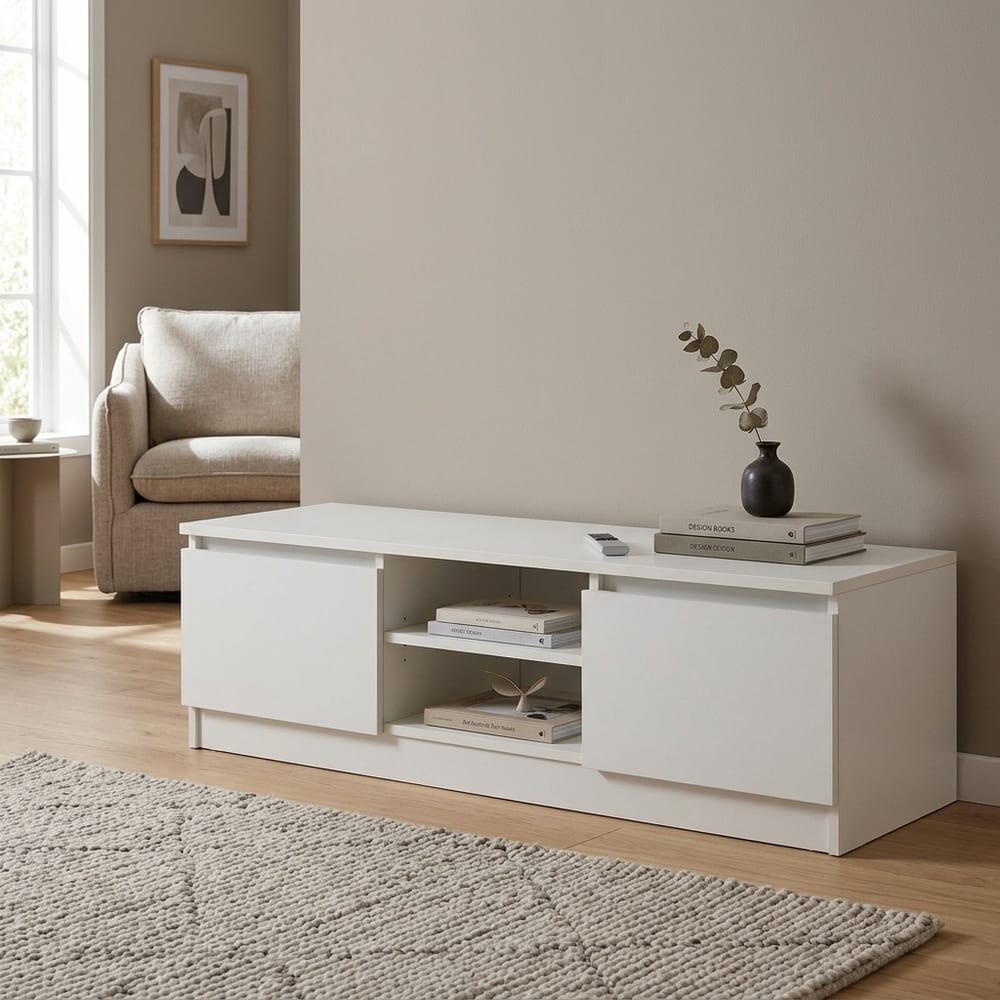Colbrook White 2 Door TV Cabinet 120cm