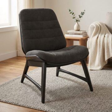 Eyam Vintage Oak Casual Chair | Dark Grey Fabric