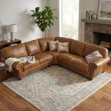 Portofino Italian Leather Corner Sofa | Old Ranch Brown