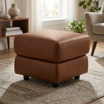 Portofino Italian Leather Footstool | Old Ranch Brown