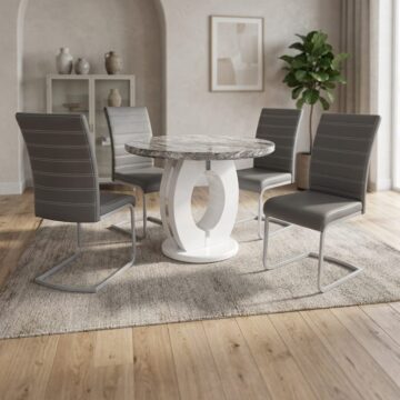 Neptune Round & 4 Callisto Grey Dining Set