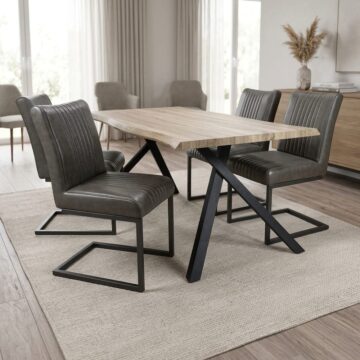 Narvik Medium & 4 Archer Grey Dining Set