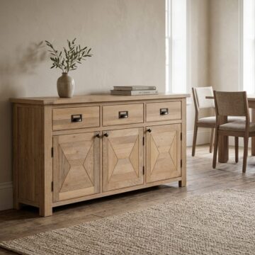 California Oak 3 Door 3 Drawer Sideboard | Assembled