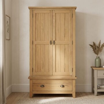 Penrith Oak Gents Wardrobe with Drawer