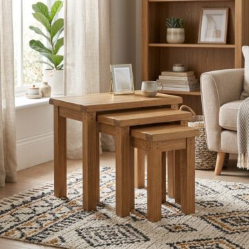 Penrith Oak Nest of Tables | Assembled