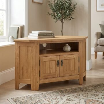 Penrith Oak Corner TV Unit with Door