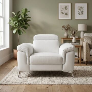 Valentina Italian Leather Armchair | White
