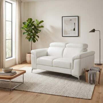 Valentina Italian Leather 2 Seat Sofa | White