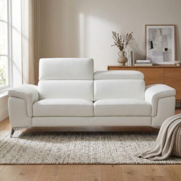 Valentina Italian Leather 3 Seat Sofa | White