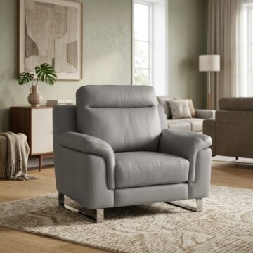 Savona Italian Leather Armchair | Grey