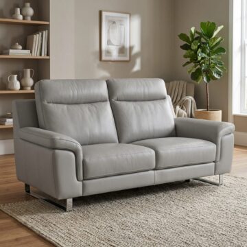 Savona Italian Leather 2 Seat Sofa | Grey