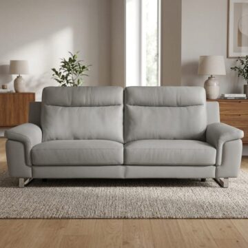 Savona Italian Leather 3 Seat Sofa | Grey