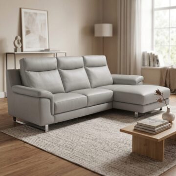 Savona Italian Leather Right Hand Facing Chaise | Grey