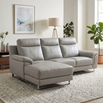 Savona Italian Leather Left Hand Facing Chaise | Grey