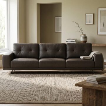 Altamura Italian Leather Large 3 Seat Sofa | Taupe