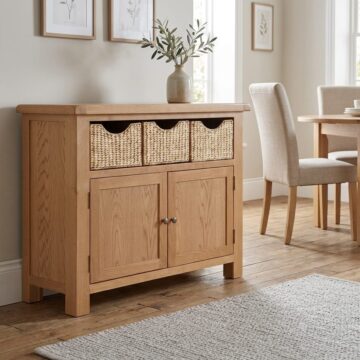 Belmont Oak 2 Door 3 Basket Sideboard | Assembled