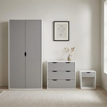 Trent 3 Piece Bedroom Set | Grey | White