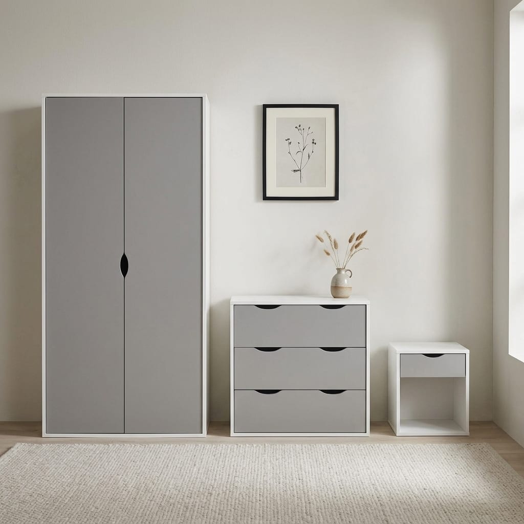 Trent 3 Piece Bedroom Set | Grey | White