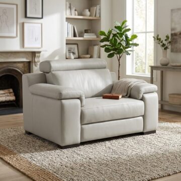 Ancona Italian Leather Armchair | Light Grey